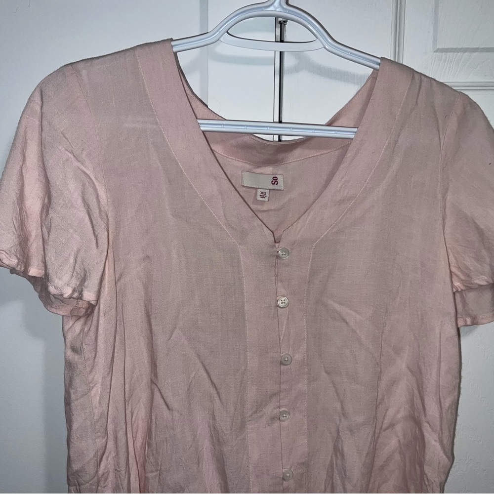 Pink Button-Up Women's Top - Picture 2 of 4